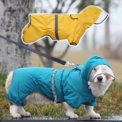 Small Dog Raincoat Waterproof Jacket with Hood & Collar Hole Transparent Brim