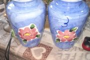 Pair of Beautiful Large Hand Painted Ceramic Flower Vases, Price for 2 Postage Available,