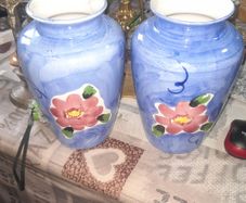 Pair of Beautiful Large Hand Painted Ceramic Flower Vases, Price for 2 Postage Available,