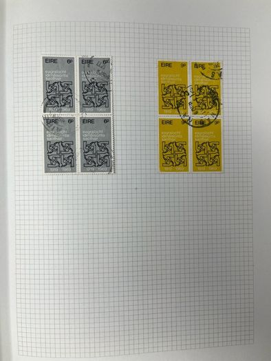 1965-74 Ireland used written up on spring back pages including some varieties/ errors in spring back album. Includes loads of spare pages. Note 66 rising set and MacCurtain & MacSweeney sets.