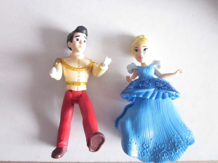 Disney Princess Cinderella and Prince Charming Collectible small dolls.