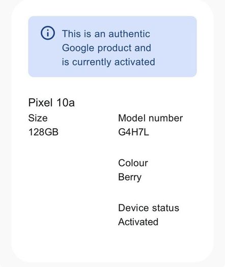 New Pixel 10a - BERRY 128GB- Google Phone