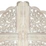 Hand carved 4-Panel Room Divider White 160x165 cm Solid Mango Wood Image 3