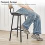 Bar Stools Set of 2, PU Upholstered Breakfast Bar Stools, Industrial Barstools with Backrest and Footrests, Bar Chairs for Kitchen, Dining Room, Bar, Rustic Brown and Black Image 3
