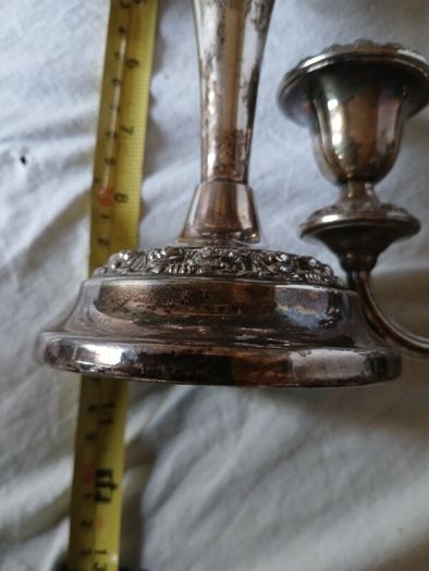 a matching pair of traditional three light candlelabras silver plated