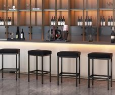 66 cm Bar Stools Set of 4, Black Breakfast Barstools, Kitchen Bar Stool Chairs with Metal Leg for Kitchen Island Counter Breakfast Bars Living Room Party