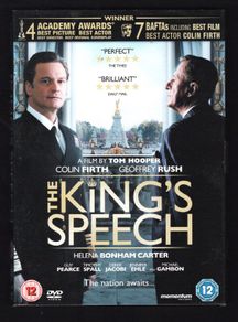 The Kings Speech. DVD Movie. Staring Colin Firth & Geoffrey Rush