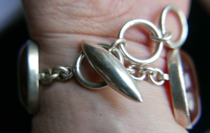 Vintage Sterling Silver 925 Carnelian Link Bracelet with Toggle Clasp L-8,5"  51,28g