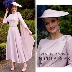 Invitations by  Veni Infantino 29835 blush pink cape shoulder detail dress .