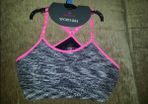 BNWT Cote de Moi  Padded  Spacedye Sports Bra grey/neon pink size L UK12/14 CupC/D Postage included