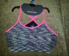 BNWT Cote de Moi  Padded  Spacedye Sports Bra grey/neon pink size L UK12/14 CupC/D Postage included