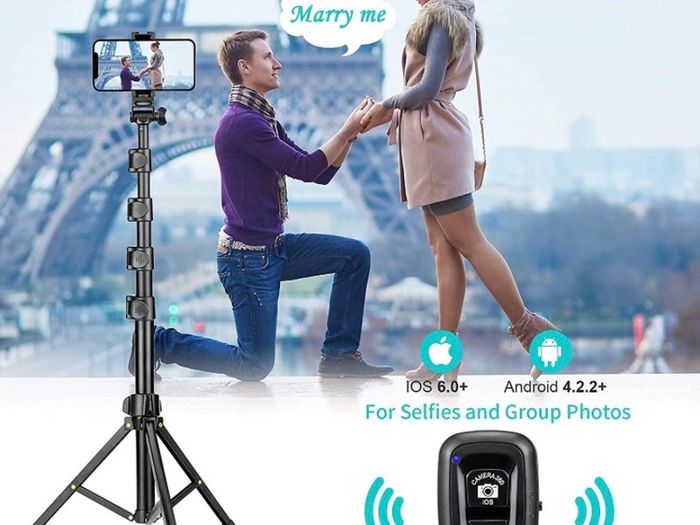 1.7 Meter/67 inch Phone Tripod Stand & Bluetooth Selfie Stick Tripod, Cellphone Tripod with Bluetooth Remote, Compatible with iPhone 14/13/12/12 pro/11/11pro/8/7 (FREE POSTAGE)