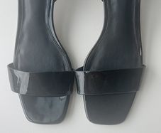 ALDO Azzira Black Patent Block Heel Sandals - UK 4 (EU 37)