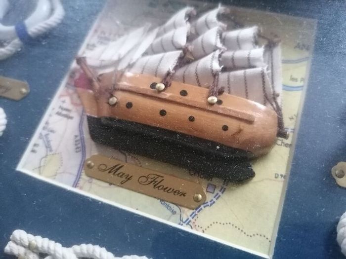 Vintage Heritage Framed Mayflower Ship Model