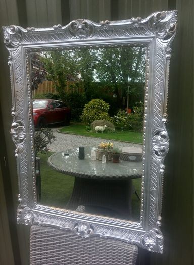 Heavy silver mirror, no damage, portrait and landscape, D18