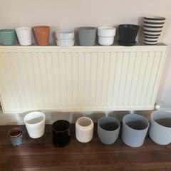 Plant pots, bamboo canes and perlite
