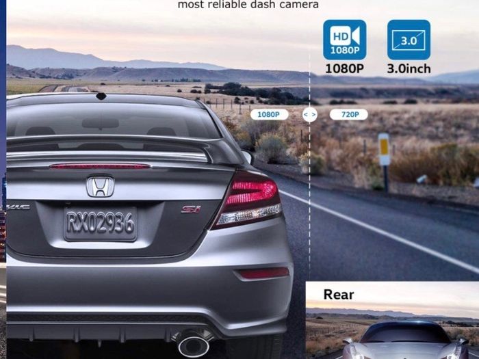 Dash Cam Front and Rear 1080P Full HD Dual Dash Camera In Car Camera Dashboard Camera Dashcam for Cars 170 Wide Angle HDR with 3.0" LCD Display