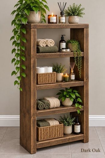 Handmade Rustic Bathroom Tall Shelving Unit