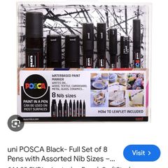 Posca collecting 8pc blk waterbased paint markers.