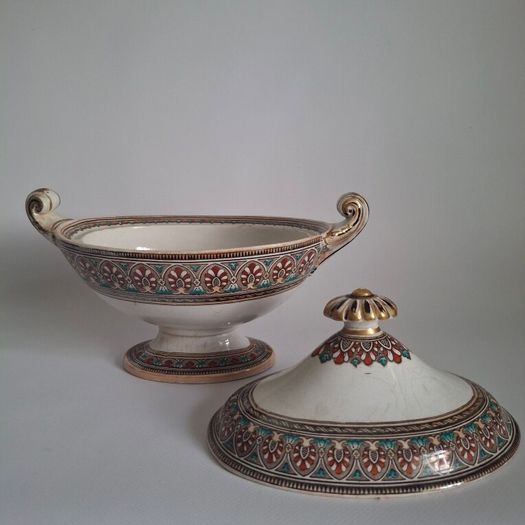 Rare 1860s Victorian Ironstone Sauce Tureen & Lid