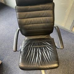 Executive Office Chair Black Leather x6