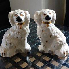 Pair of Vintage Beswick England Staffordshire Spaniel Mantle Dogs (Model 1378-5)