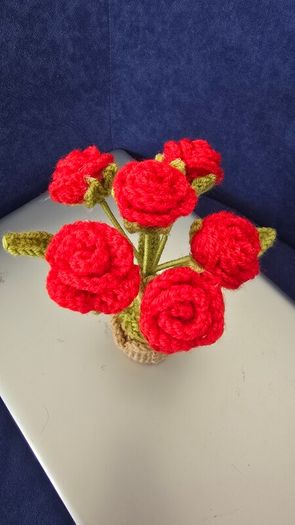Handmade Crochet Rose Plant