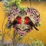 2 Robins in a heart Suncatcher Image 3