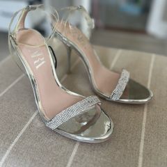 Zara Diamante Silver Stilettos Brand New Size 5