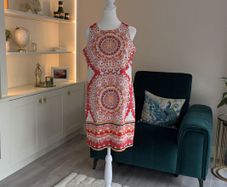 Ladies White Midi Dress with a Multicoloured print by London Times