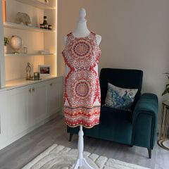 Ladies White Midi Dress with a Multicoloured print by London Times