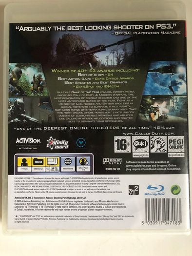 Call Of Duty 4: Modern Warfare [2007] (Playstation 3 Game)