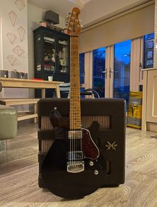 Ernie Ball Music Man Valentine Trans Black Excellent Condition with Case