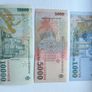 3 Banknotes 1000 5000 10000 lei Romania UNC Image 2