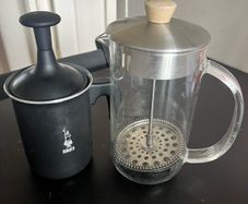 milk frother and French press