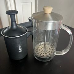 milk frother and French press