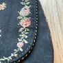 Vintage Black Clutch Purse / Evening Bag with Petite Point Flowers Image 8