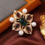 Vintage Style Emerald Faux Pearl Brooch Image 2