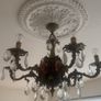 Large Vintage 8-Light Chandelier, Pink Porcelain Flowers & Crystal Image 2