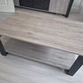 Grey Wood Coffee Table with Lower Shelf Image 5
