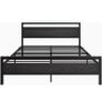 King Size Bed Frame with Wooden Headboard,Heavy Duty Metal Platform Image 2