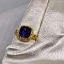 Sterling silver 925 Moroccan Amethyst, White Zircon Solitaire Ring in 18K Vermeil Yellow Gold Plated Sterling Silver Image 7
