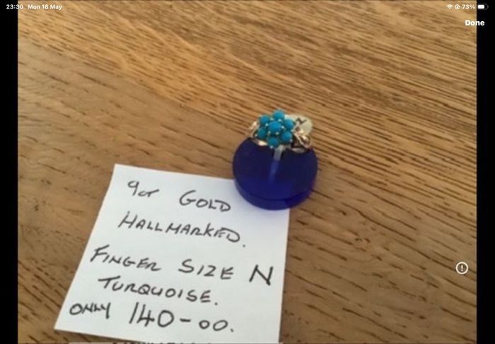 New 9ct Gold Turquoise Cluster Ring