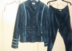 turquoise blue velvet jacket and trousers size 16
