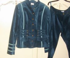 turquoise blue velvet jacket and trousers size 16