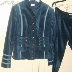 turquoise blue velvet jacket and trousers size 16