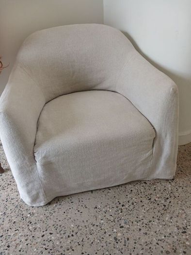 blasco swivel loose cover linen chair