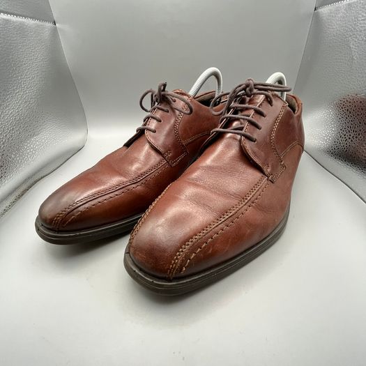 Ecco Melbourne Derby Shoes - Size UK 8.5 - Brown Leather