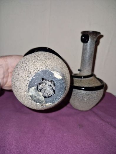Vintage pair Spanish Lafiore Scavo glass vases