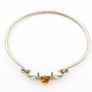Vintage Silver, Natural Baltic Amber & CZ Bangle Image 2